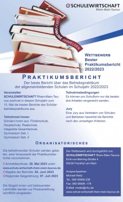 Flyer Schuelerwettbewerb Bester Praktikumsbericht 2022 2023